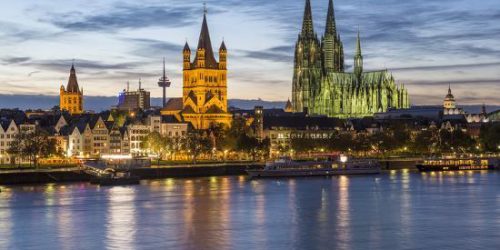 River Rhine and cathedral dom cologne koln north rhine
